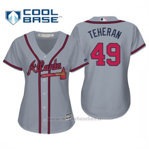 Maglia Baseball Donna Atlanta Braves Julio Teheran Cool Base Majestic Road 2019 Grigio