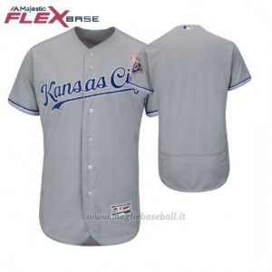 Maglia Baseball Uomo Kansas City Royals Grigio 2018 Dia de la Madre Flex Base