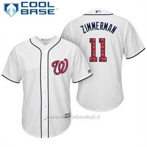 Maglia Baseball Uomo Washington Nationals 2017 Estrellas y Rayas Ryan Zimmerman Bianco Cool Base