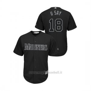 Maglia Baseball Hombre Seattle Mariners 18 Yusei Kikuchi 2019 Players Weekend Replica Nero