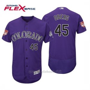 Maglia Baseball Uomo Colorado Rockies Scott Oberg Flex Base Entrenamiento De Primavera 2019 Viola