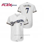 Maglia Baseball Uomo Milwaukee Brewers Eric Thames 150th Aniversario Patch Autentico Flex Base Bianco