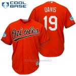 Maglia Baseball Uomo Baltimore Orioles 19 Chris Davis Arancione 2017 Allenamento Primaverile Cool Base Giocatore