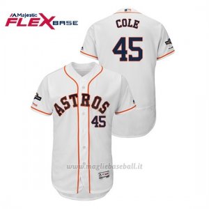Maglia Baseball Uomo Houston Astros 45 Gerrit Cole 2019 Postseason Flex Base Bianco