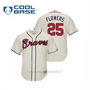 Maglia Baseball Uomo Atlanta Braves Tyler Flowers Cool Base Majestic Alternato 2019 Crema