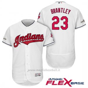 Maglia Baseball Uomo Cleveland Indians 2017 Postseason Michael Brantley Bianco Flex Base