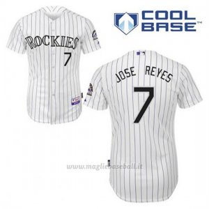 Maglia Baseball Uomo Colorado Rockies Jose Reyes 7 Bianco 1ªCool Base
