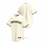 Maglia Baseball Uomo Milwaukee Brewers Replica Primera Crema