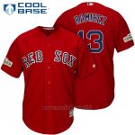 Maglia Baseball Uomo Boston Red Sox 2017 Postseason 13 Hanley Ramirez Scarlet Cool Base