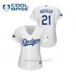 Maglia Baseball Donna Los Angeles Dodgers 21 Walker Buehler 2019 Postseason Cool Base Bianco