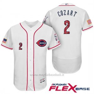 Maglia Baseball Uomo Cincinnati Reds 2017 Estrellas Y Rayas 2 Zack Cozart Bianco Flex Base