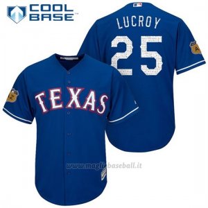 Maglia Baseball Uomo Texas Rangers Jonathan Lucroy 2017 Allenamento Primaverile Cool Base