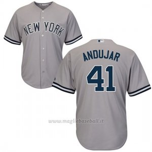 Maglia Baseball Uomo New York Yankees Miguel Andujar Grigio Road