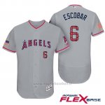 Maglia Baseball Uomo Los Angeles Angels 2017 Estrellas y Rayas Yunel Escobar Grigio Flex Base