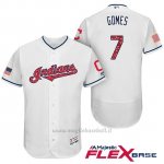 Maglia Baseball Uomo Cleveland Indians 2017 Estrellas y Rayas Yan Gomes Bianco Flex Base