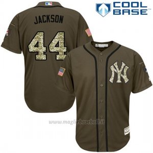Maglia Baseball Uomo New York Yankees 44 Reggie Jackson Verdesalute To Service Cool Base