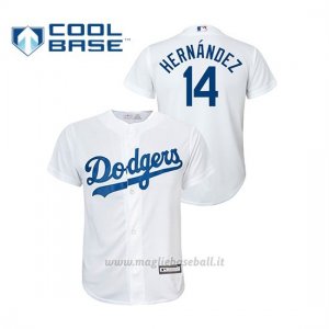 Maglia Baseball Bambino Los Angeles Dodgers 14 Enrique Hernandez Cool Base Primera Replica Bianco