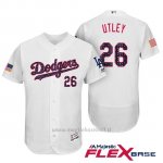 Maglia Baseball Uomo Los Angeles Dodgers 2017 Estrellas y Rayas Chase Utley Bianco Flex Base