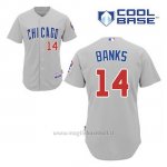 Maglia Baseball Uomo Chicago Cubs 14 Ernie Banks Grigio Cool Base