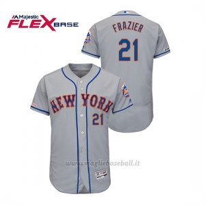 Maglia Baseball Uomo New York Mets Todd Frazier 150th Aniversario Patch Autentico Flex Base Grigio