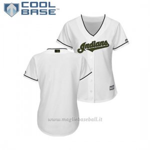 Maglia Baseball Donna Indians 2018 Dia de los Caidos Cool Base Bianco