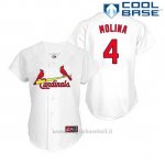 Maglia Baseball Uomo St. Louis Cardinals Yadier Molina 4 Bianco Cool Base