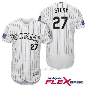 Maglia Baseball Uomo Colorado Rockies Trevor Story 27 Bianco 25th Season Flex Base