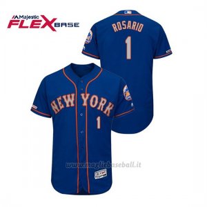 Maglia Baseball Uomo New York Mets Amed Rosario 150th Aniversario Patch Autentico Flex Base Blu