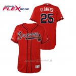 Maglia Baseball Uomo Atlanta Braves Tyler Flowers 150th Aniversario Patch Autentico Flex Base Rosso