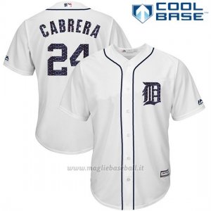 Maglia Baseball Uomo Detroit Tigers 2017 Estrellas y Rayas Miguel Cabrera Bianco Cool Base