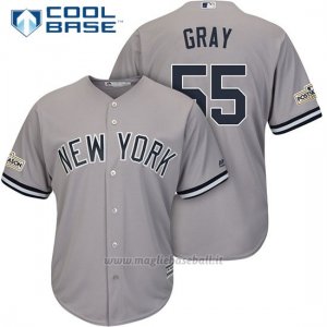 Maglia Baseball Uomo New York Yankees 2017 Postseason Sonny Grigio Grigio Cool Base