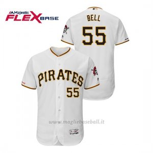 Maglia Baseball Uomo Pittsburgh Pirates Josh Bell 150th Aniversario Patch Flex Base Bianco