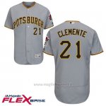 Maglia Baseball Uomo Pittsburgh Pirates Roberto Clemente Majestic Autentico Collezione Flex Base Grigio