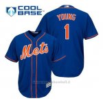 Maglia Baseball Uomo New York Mets Chris Young 1 Blu Alterner 1ªCool Base