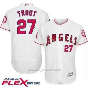 Maglia Baseball Uomo Los Angeles Angels Mike Trout Bianco Autentico Collezione Flex Base