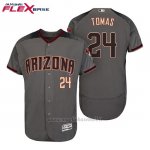 Maglia Baseball Uomo Arizona Diamondbacks 24 Yasmany Tomas Grey Rosso 2017 Flex Base