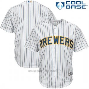 Maglia Baseball Uomo Milwaukee Brewers Majestic Bianco Cool Base Big Tall