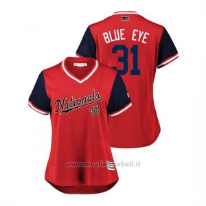 Maglia Baseball Donna Washington Nationals Max Scherzer 2018 Llws Players Weekend TOrnto Blue Jays Eye Rosso