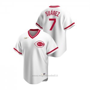 Maglia Baseball Uomo Cincinnati Reds Eugenio Suarez Cooperstown Collection Primera Bianco