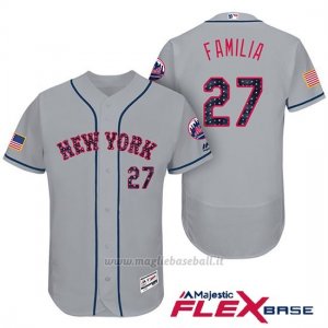 Maglia Baseball Uomo New York Mets 2017 Estrellas y Rayas Jeurys Familia Grigio Flex Base