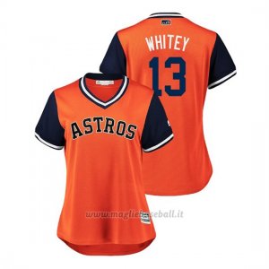 Maglia Baseball Donna Houston Astros Tyler Bianco 2018 Llws Players Weekend Biancoy Orange