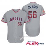 Maglia Baseball Uomo Los Angeles Angels 2017 Estrellas y Rayas Kole Calhoun Grigio Flex Base