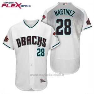 Maglia Baseball Uomo Arizona Diamondbacks 28 Jd Martinez Bianco Aqua 1ª20 Anniversario Flex Base