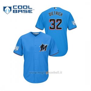 Maglia Baseball Uomo Miami Marlins Derek Dietrich 2019 Entrenamiento De Primavera Cool Base Blu