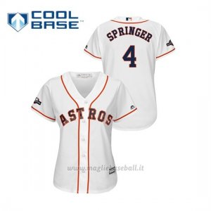 Maglia Baseball Donna Houston Astros 4 Ge Orge Springer 2019 Postseason Cool Base Bianco