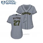 Maglia Baseball Donna Astros Jose Altuve 2018 Dia de los Caidos Cool Base Grigio