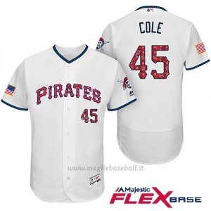 Maglia Baseball Uomo Pittsburgh Pirates 2017 Estrellas y Rayas Gerrit Cole Bianco Flex Base