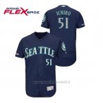 Maglia Baseball Uomo Seattle Mariners Ichiro Suzuki 150th Aniversario Patch Autentico Flex Base Blu