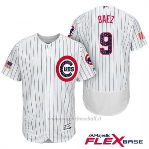 Maglia Baseball Uomo Chicago Cubs 2017 Estrellas y Rayas Cubs 9 Javier Baez Bianco Flex Base