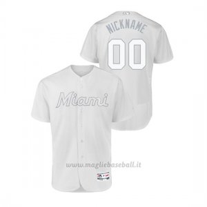 Maglia Baseball Uomo Miami Marlins Personalizzate 2019 Players Weekend Autentico Bianco